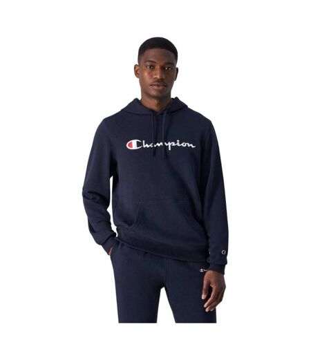 Sweat À Capuche Motif/style Logo Brodé Homme Bleu Marine Champion