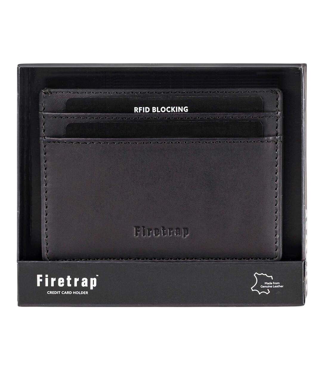 Leather Card Holder One Size Black Firetrap-1