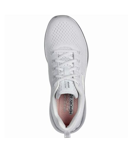 Womens/ladies midnight glimmer vapor foam trainers white/silver Skechers