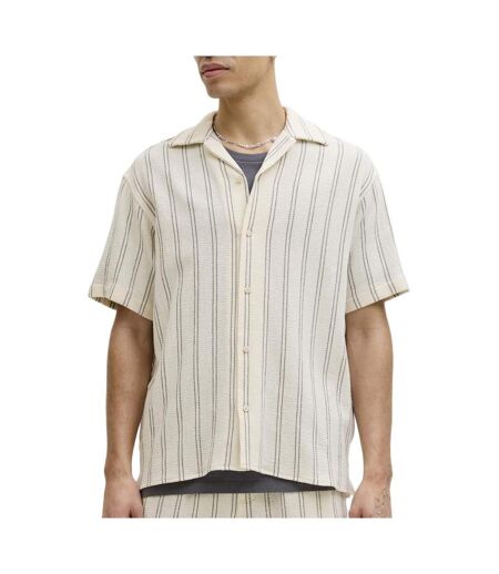 Chemise rayure écru/taupe homme jack & jones stripe resort