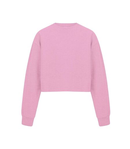 Womens/ladies Crop Sweatshirt Pink Miso