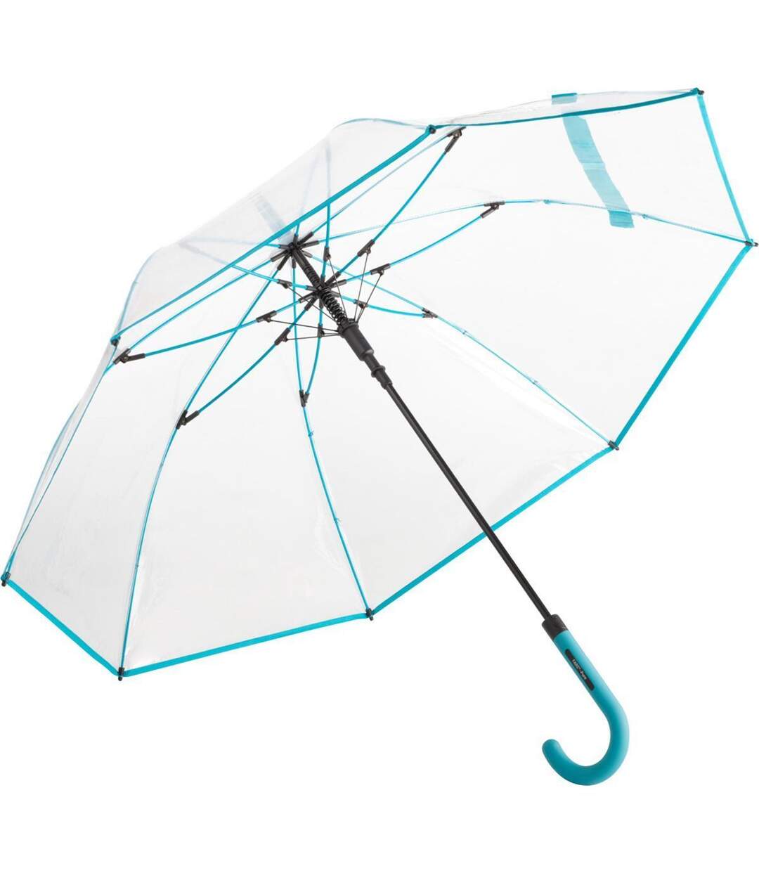 Parapluie canne transparent - FP7112 - bord bleu pétrole-1