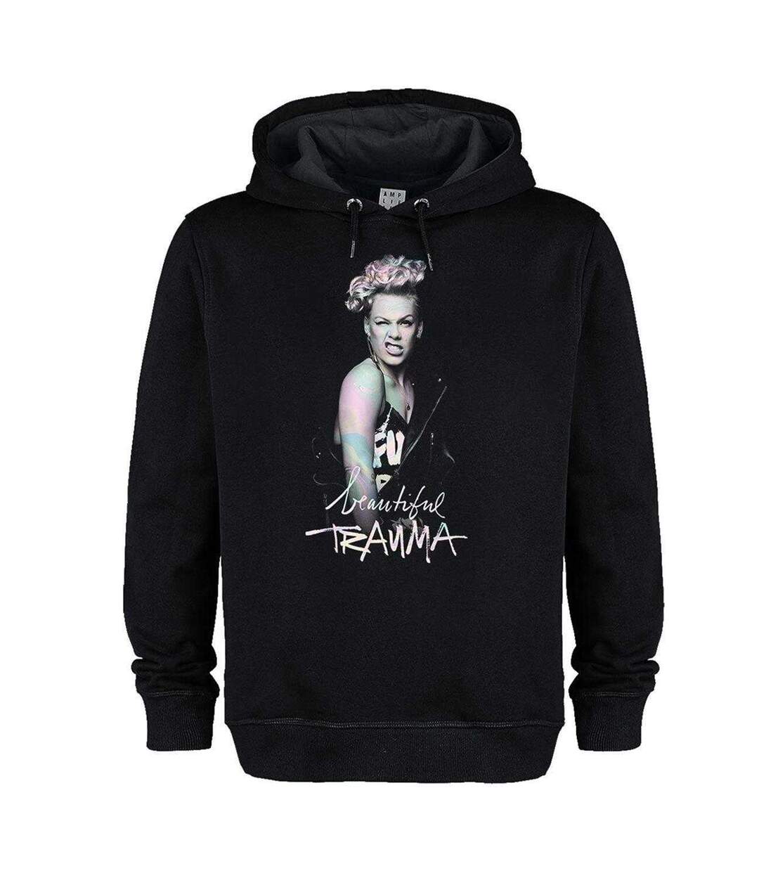 Unisex Adult Beautiful Trauma P!nk Hoodie Black Amplified-1