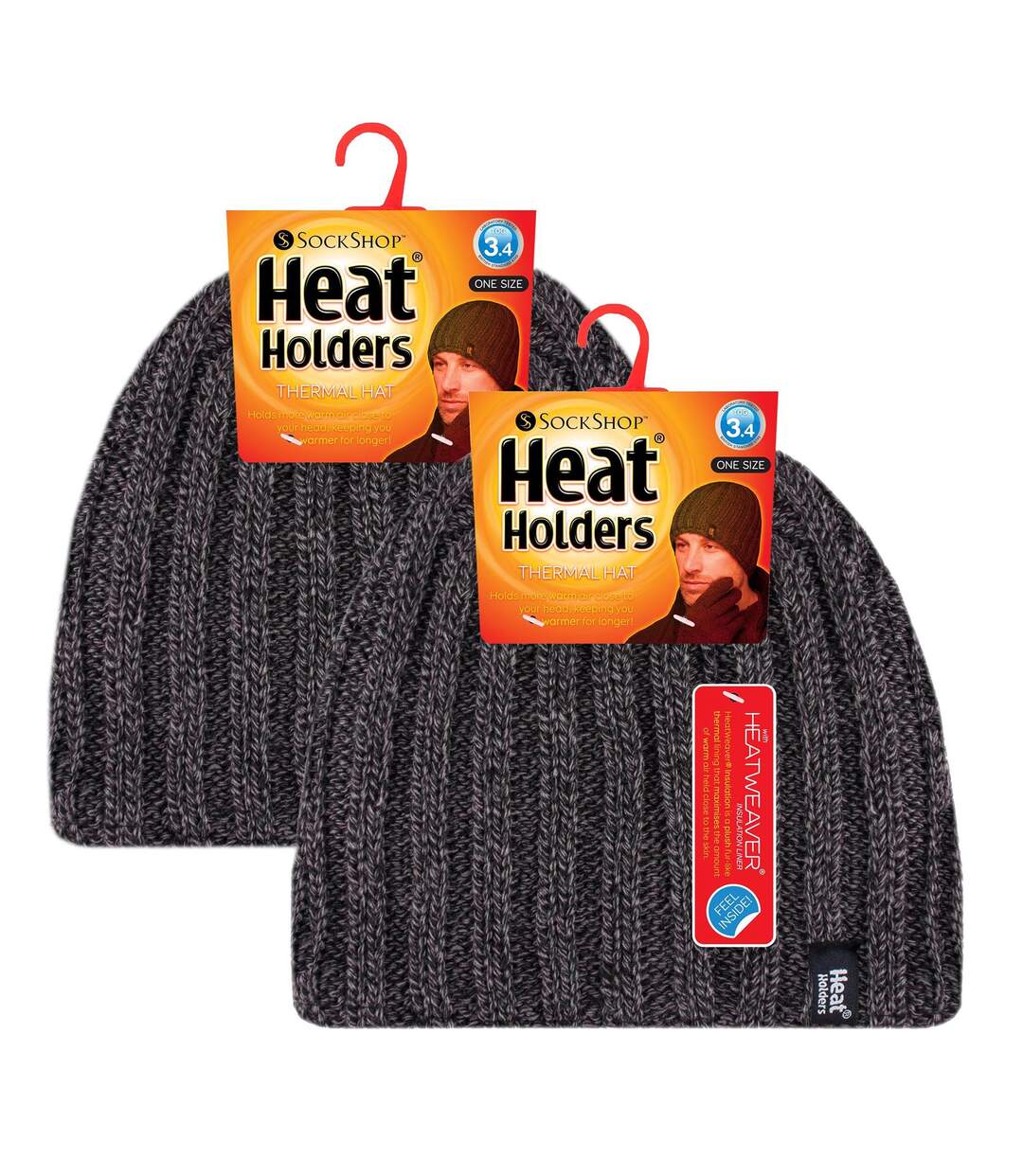 Lot de 2 bonnets d'hiver épais côtelés pour hommes-2
