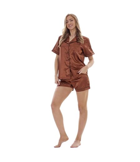 Ensemble De Pyjama Court Manches Courtes Femme Marron Keanu