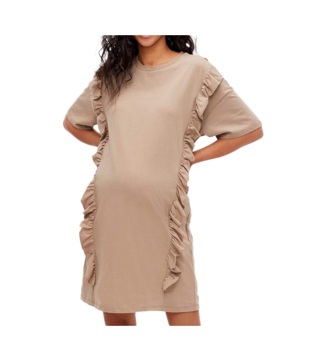 Robe de Grossesse Beige Femme Mamalicious Kaisy Vita - L-1