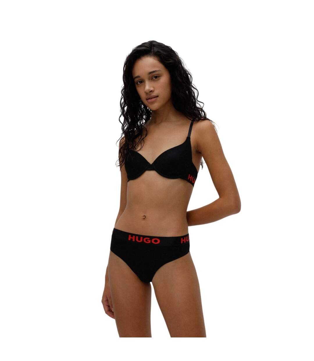 Lot De 3  Strings Motif/style Logo Femme Noir Hugo-1
