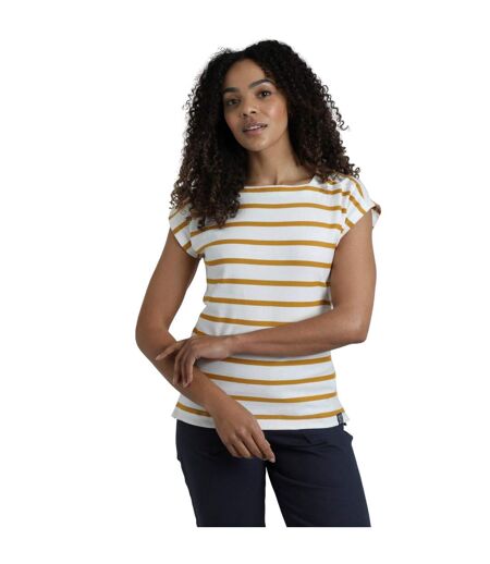 Womens/ladies Bowe Striped Organic Cotton Jersey T-shirt Deep Amber Weird Fish