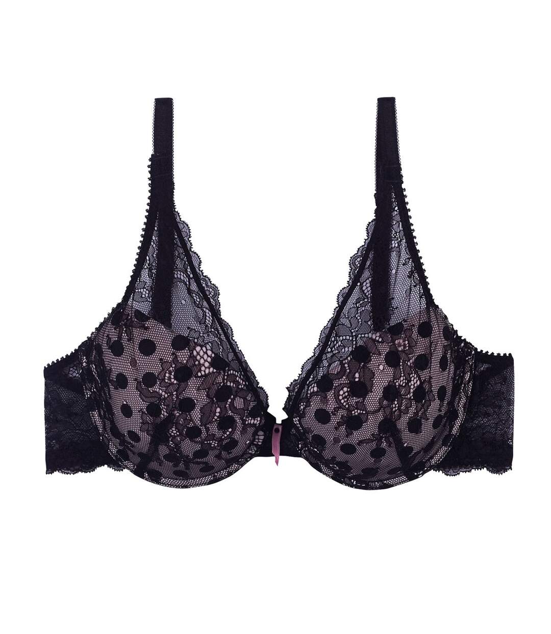 Soutien-gorge ampliforme coque moulée noir/poudre Bouquet-1