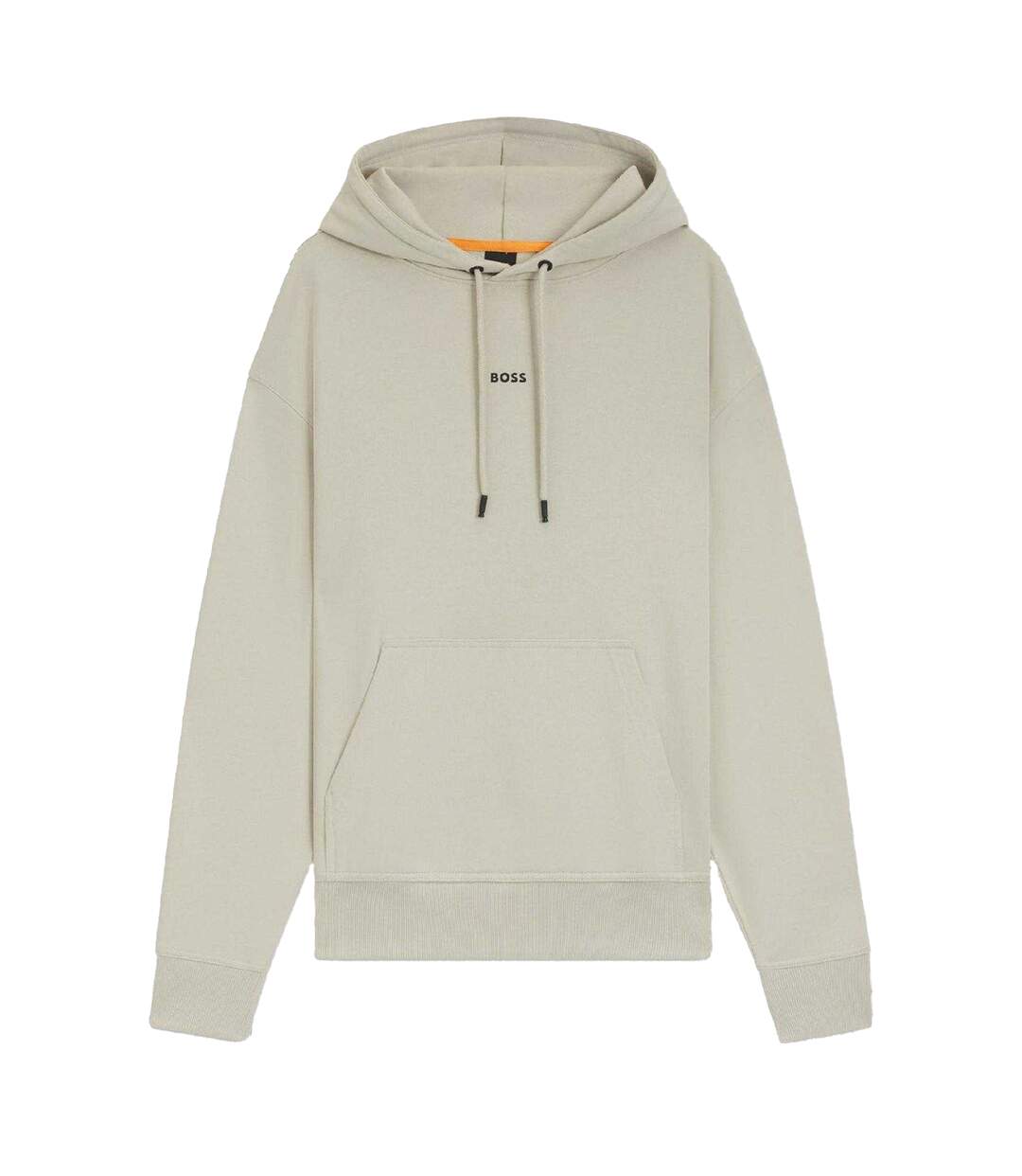 Mens Cotton Regular Long-sleeved Pullover Hoodie Beige Boss-2