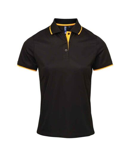 Polo coolchecker femme noir / tournesol Premier