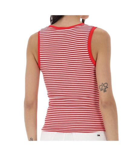 Débardeur blanc/rouge femme tommy hilfiger essential bds