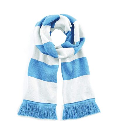 Beechfield Varsity Unisex Winter Scarf (Double Layer Knit) (Sky Blue / White) (One Size) - UTRW2031