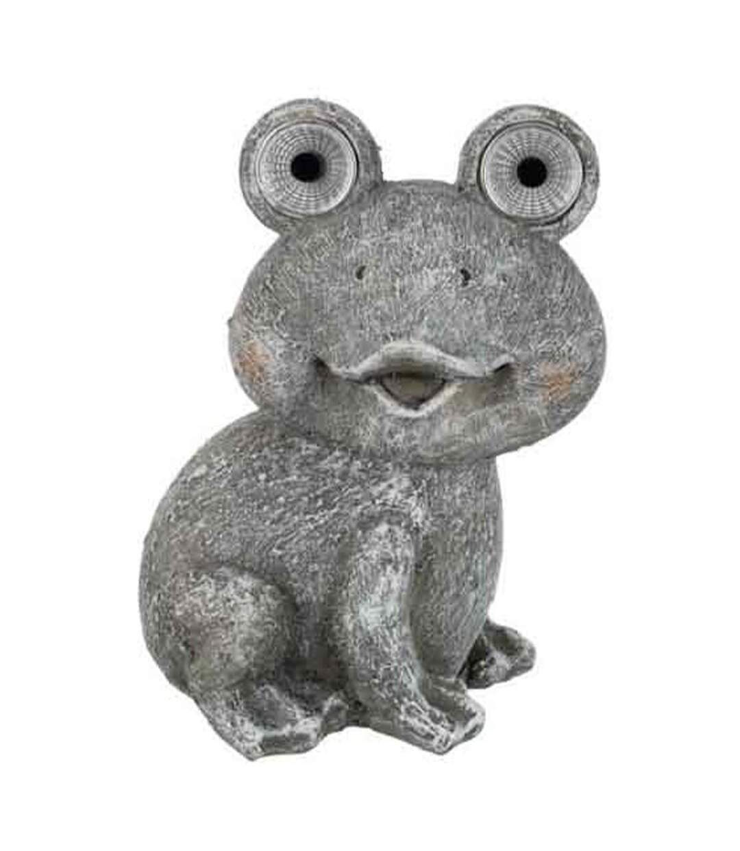 Statuette Déco Grenouille Solaire 22cm Gris-1