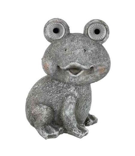 Statuette Déco Grenouille Solaire 22cm Gris