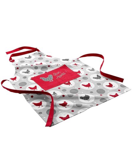 Tablier de Cuisine Imprimé Suzette 84cm Rouge & Gris