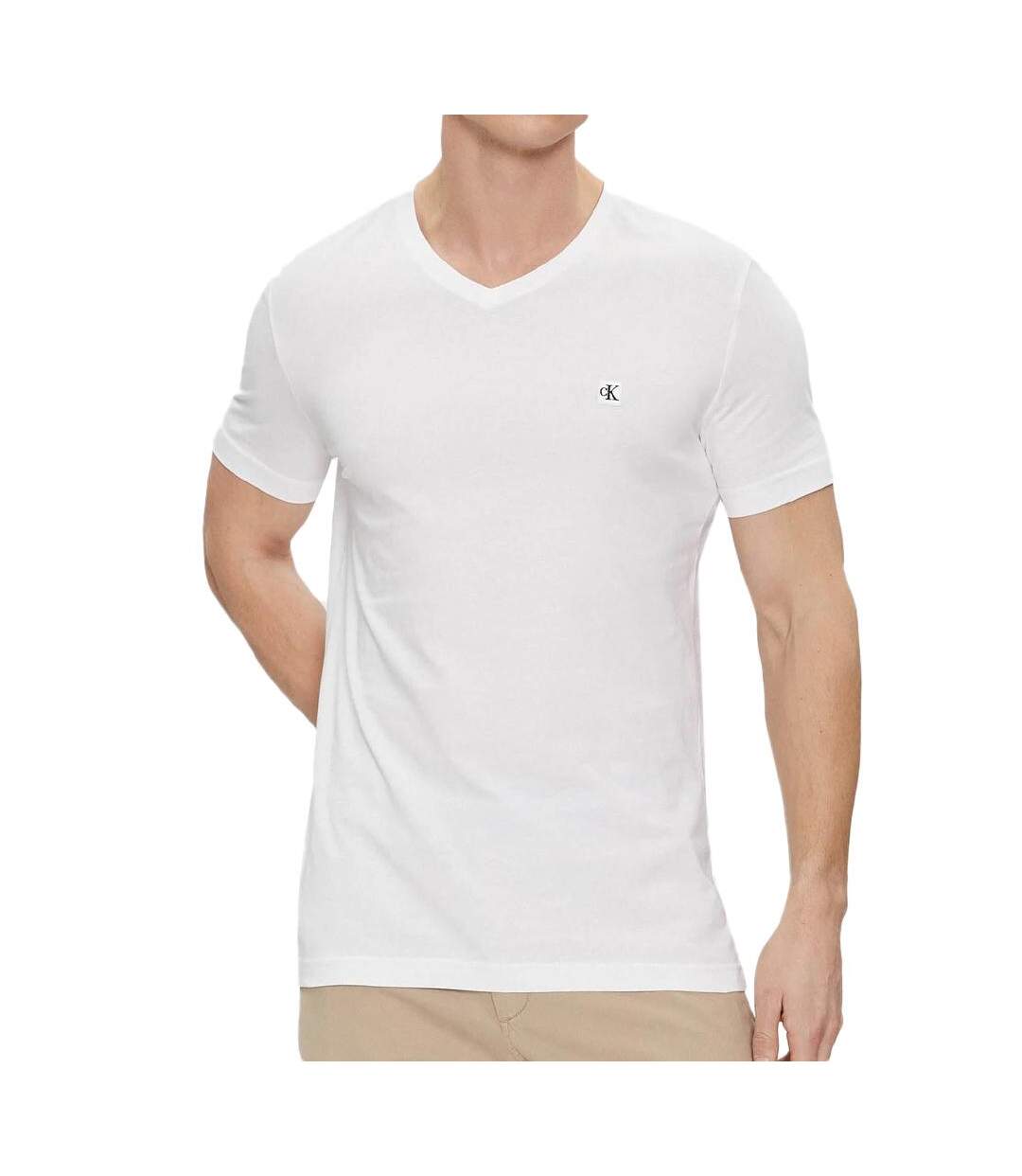 T-shirt Blanc Homme Calvin Klein Jeans Badge - XXS-1