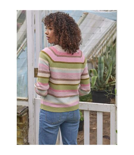 Womens/ladies Purl Striped Stitched Jumper Multicoloured WoolOvers