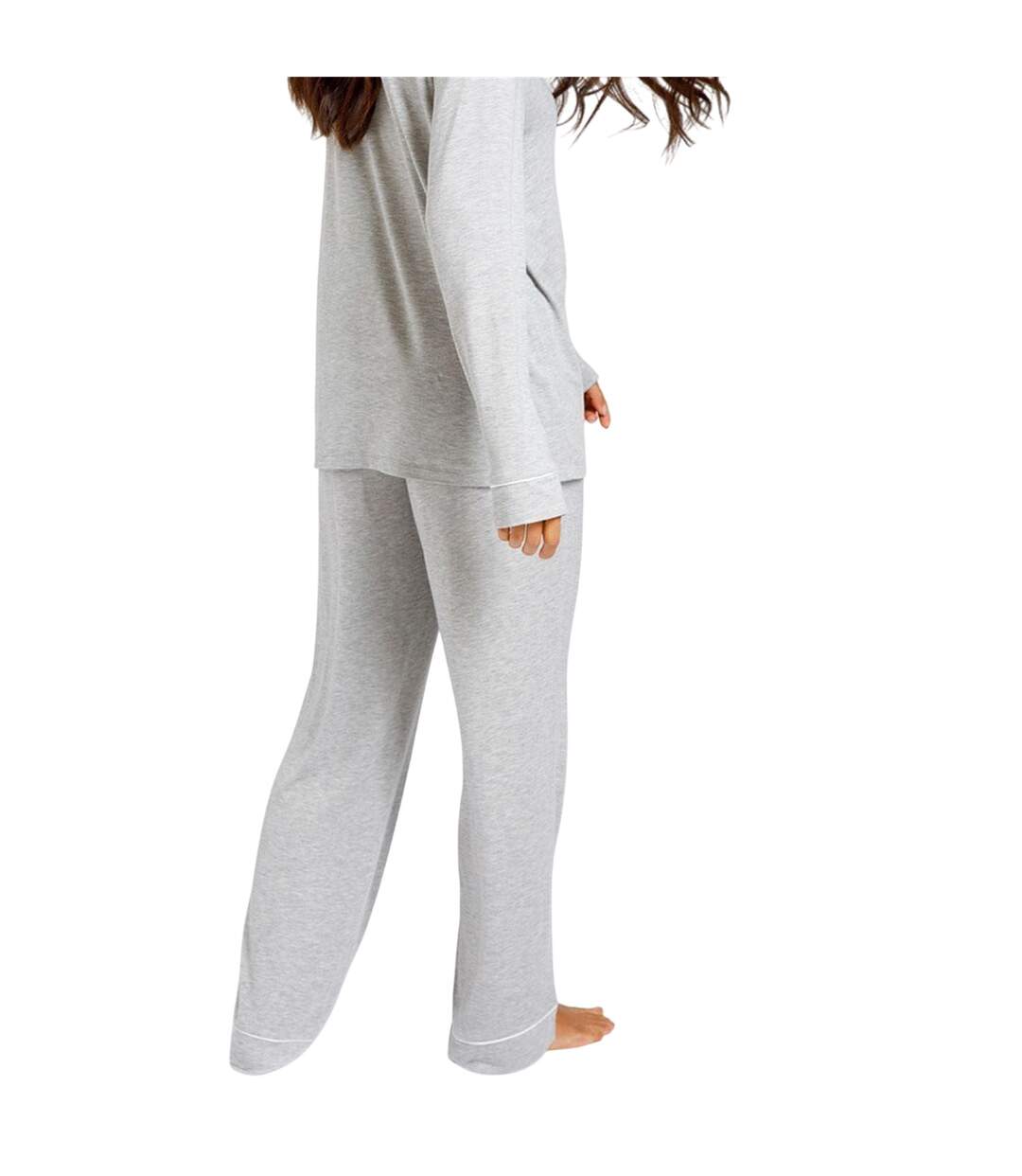 Womens/ladies Modal Button-down Long Pyjama Set Grey Chelsea Peers-2