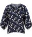 Womens/ladies Peasant Balloon Sleeve Blouse Navy Floral Regatta-1