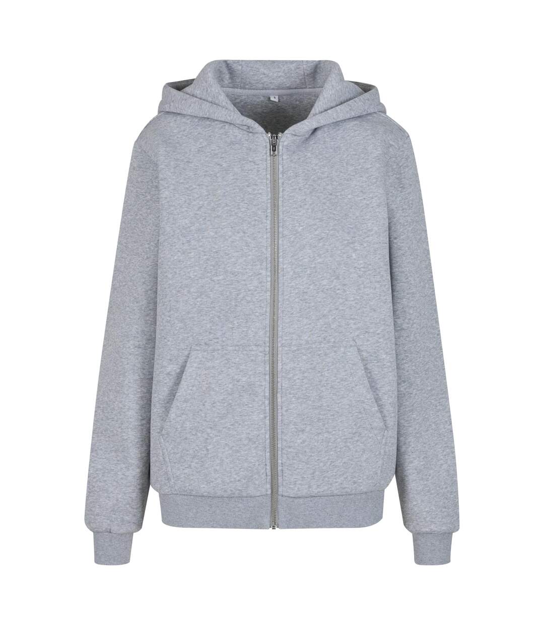 Womens/ladies Fluffy Full Zip Hoodie Heather Grey Build Your Brand-2