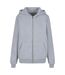 Womens/ladies Fluffy Full Zip Hoodie Heather Grey Build Your Brand-2