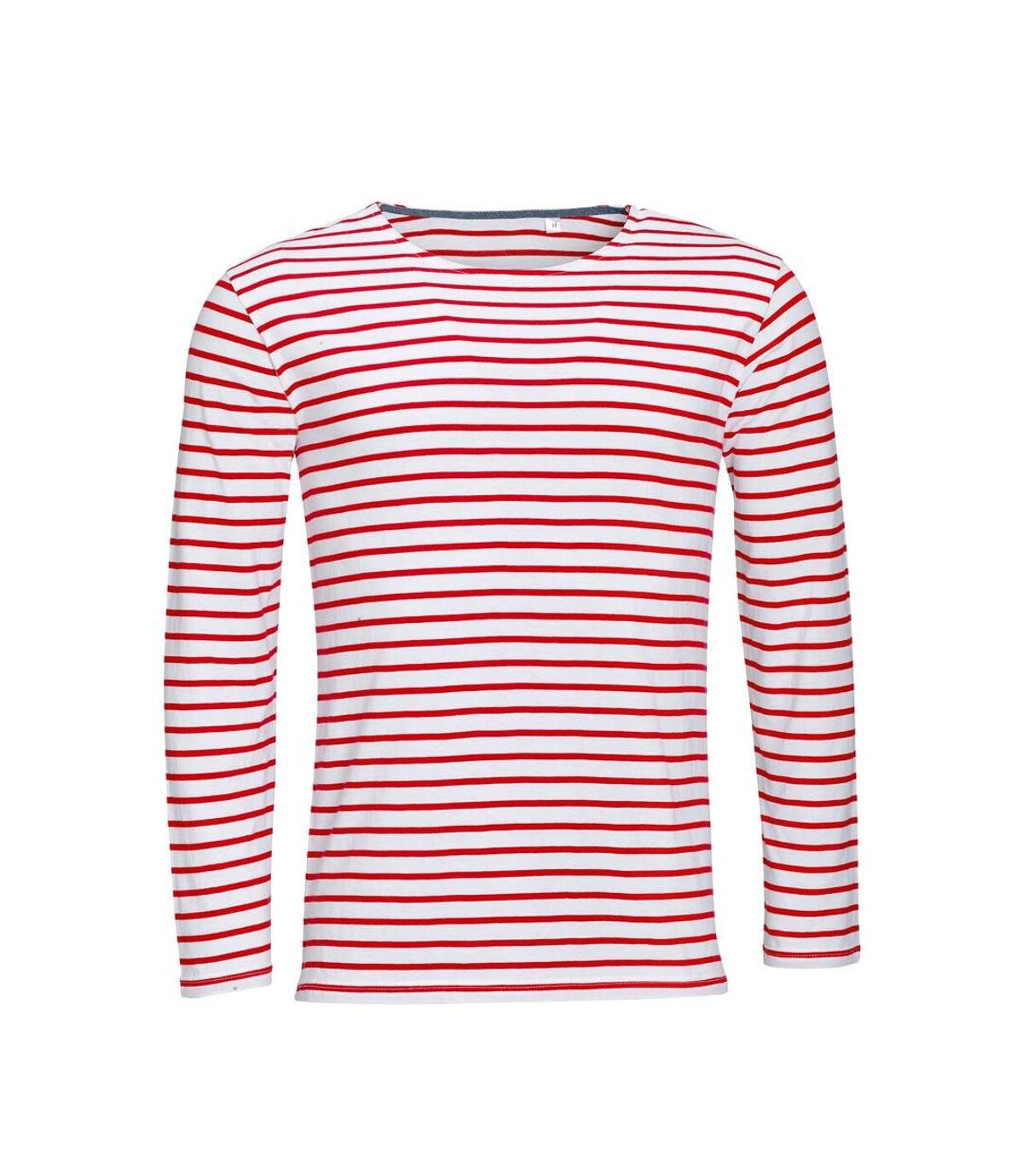 SOLS Mens Marine Long Sleeve Stripe T-Shirt (White/Red)