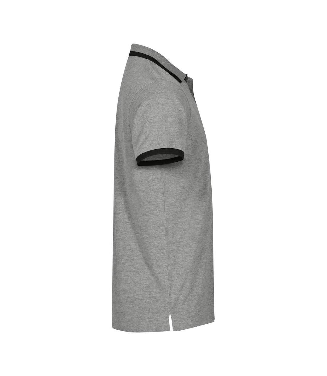 Mens Austin Polo Shirt Grey Melange Clique-4