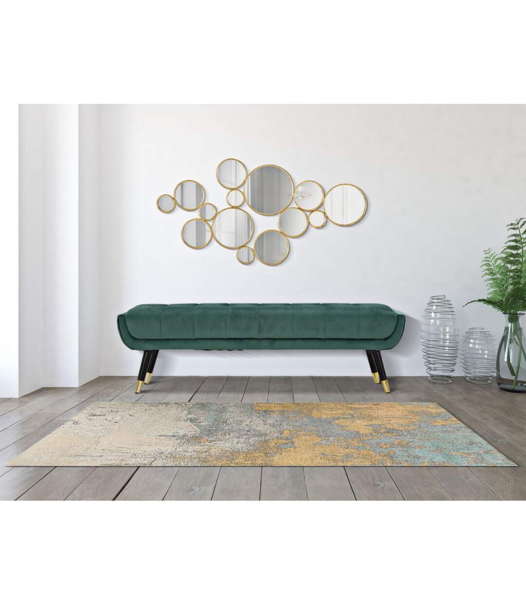 Décoration Murale en Métal Miroirs Ronds 100cm Or-5