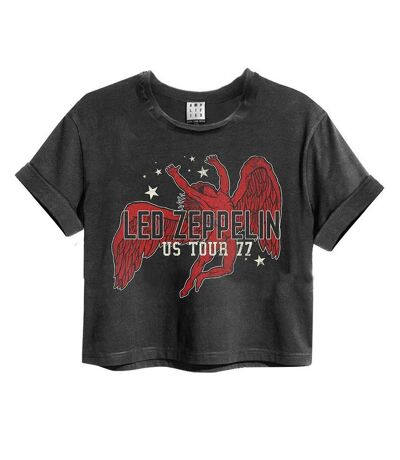 Amplified Womens/Ladies Icarus Led Zeppelin Crop Top (Charcoal)