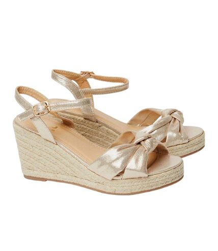 Womens/ladies romi knotted wedges gold Dorothy Perkins