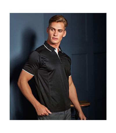 Premier Mens Contrast Coolchecker Polo Shirt (Black/White) - UTRW5520