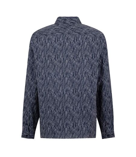 Mens Abstract Recycled Long-sleeved Shirt Navy Ted Baker