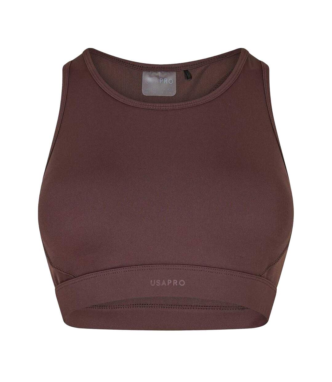 Womens/ladies Core Racerback Sports Bra Espresso USA Pro-1