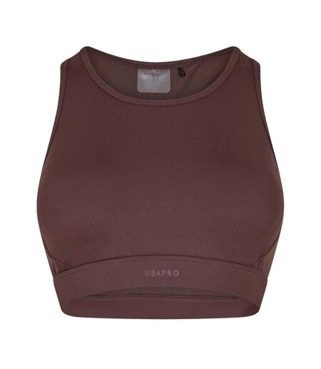 Womens/ladies Core Racerback Sports Bra Espresso USA Pro