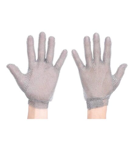 Unisex adult ac01 chainmail cut resistant glove m silver Portwest