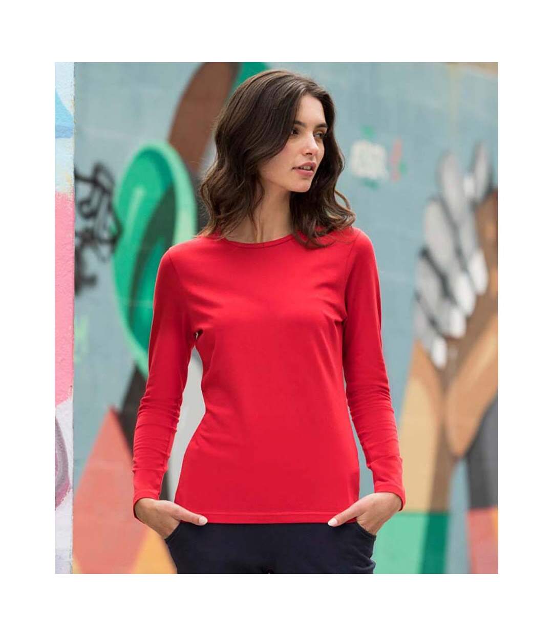 Skinni Fit - T-shirt à manches longues - Femme (Noir) - UTRW4726-4