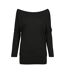 Haut Manches Chauve-souris Femme Noir Build Your Brand-1