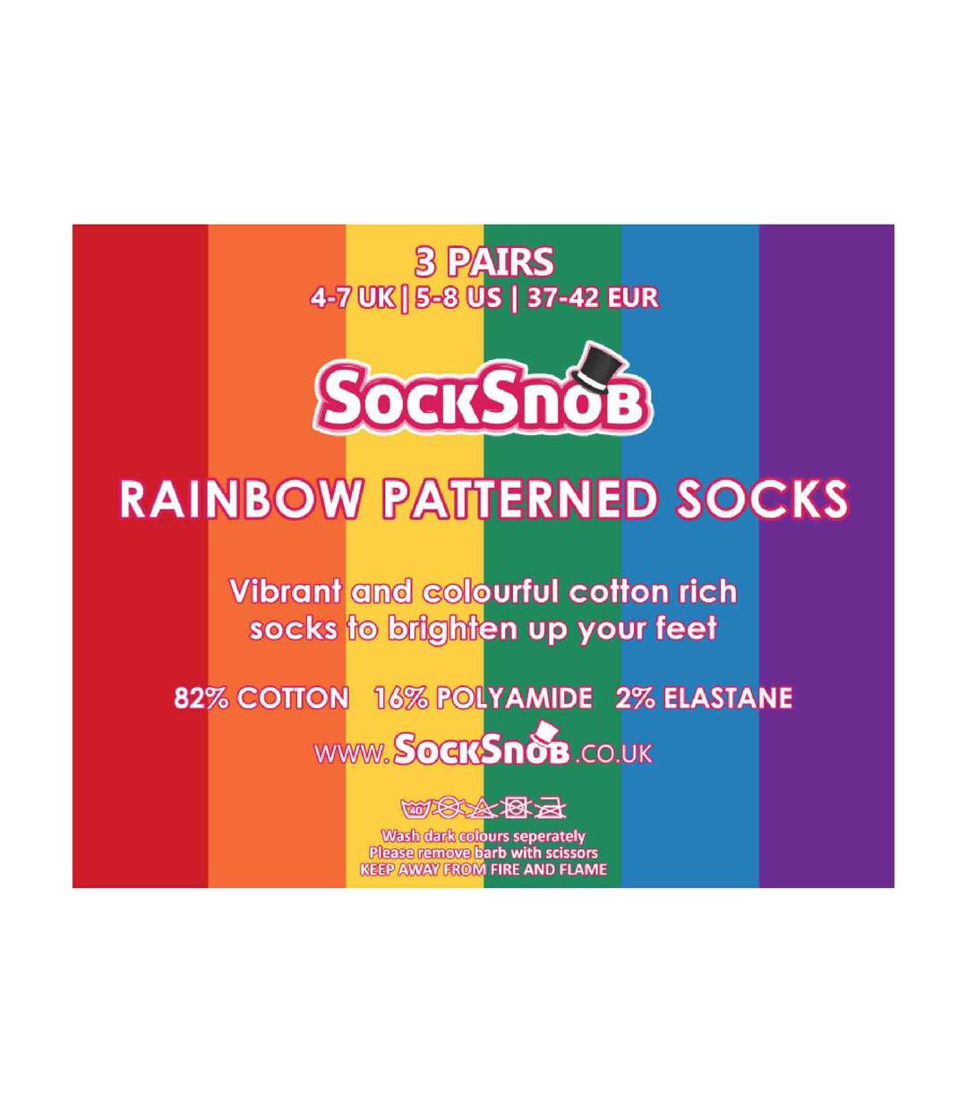 3 Paires Chaussettes Coton avec Arc en Ciel Rayées-2