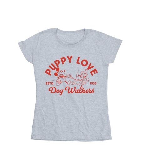 Disney Femme/Les femmes Mickey Mouse Puppy Love - T-shirt en coton (Gris sportif) - UTBI48777