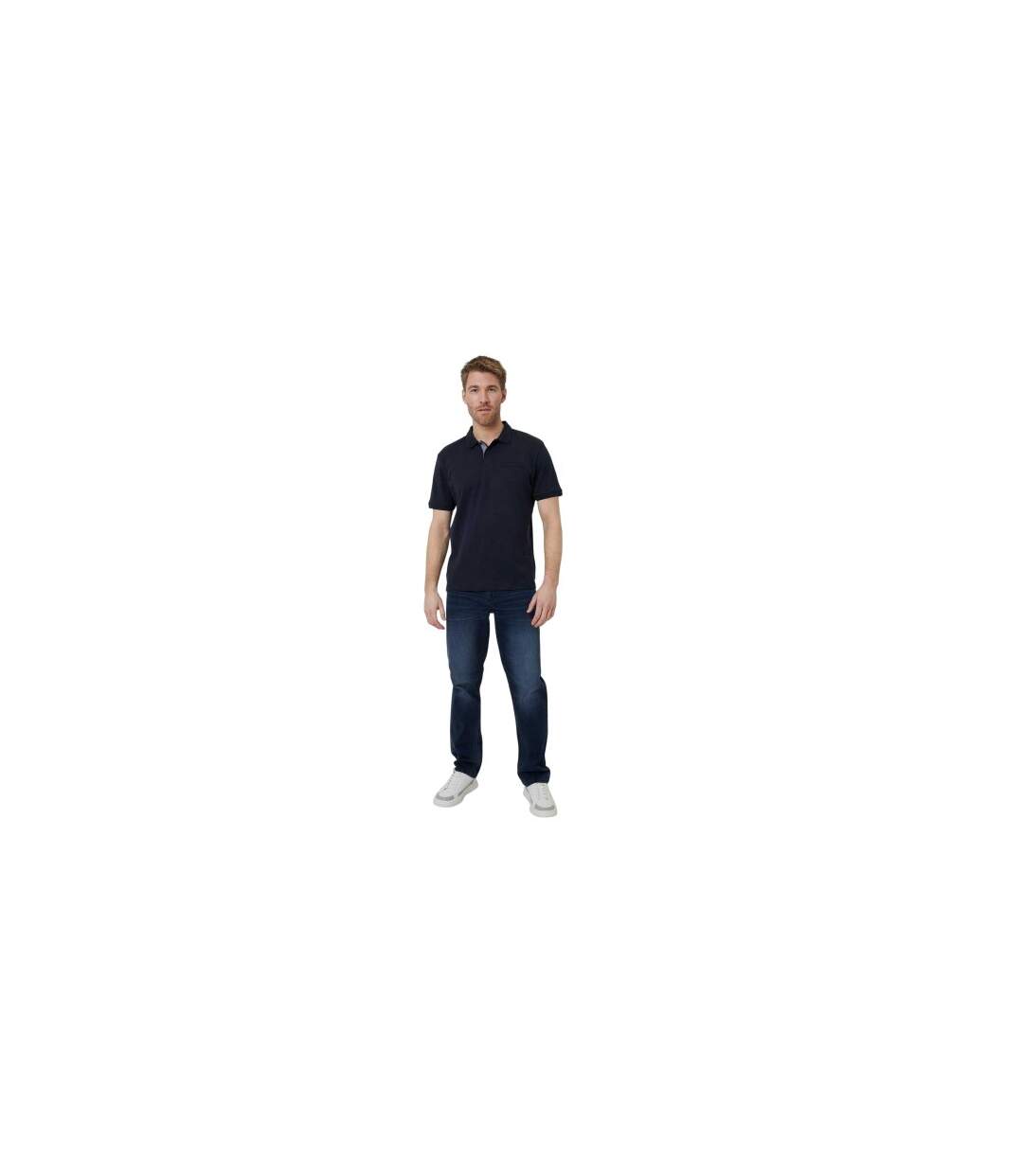 Mens Regular Rolled Short Sleeves Polo Shirt Navy Threadbare-1