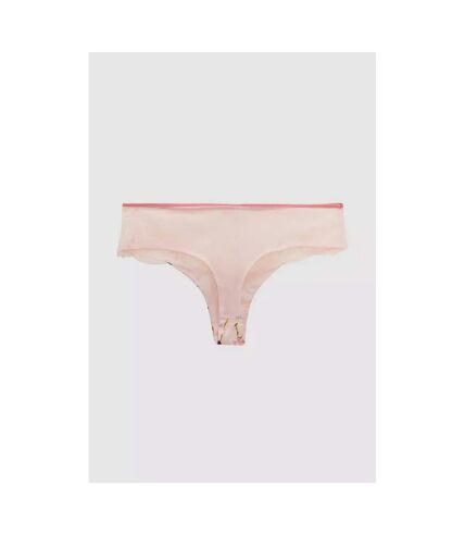 Womens/ladies floral satin thong pale pink Gorgeous