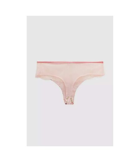 Womens/ladies floral satin thong pale pink Gorgeous