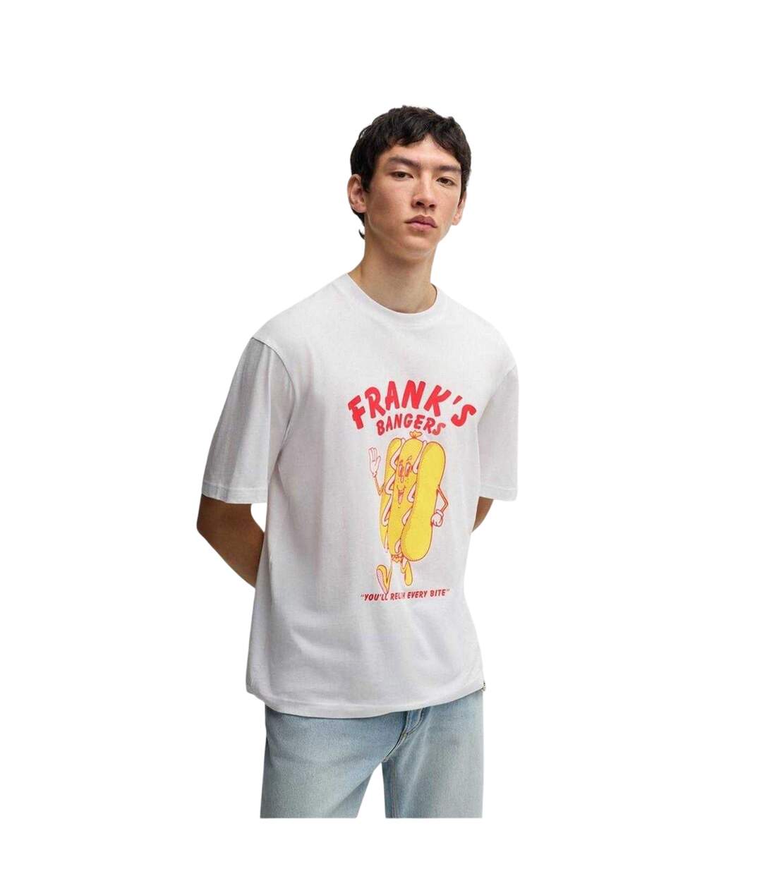 T-shirt Motif/style Génie Homme Blanc Hugo-2
