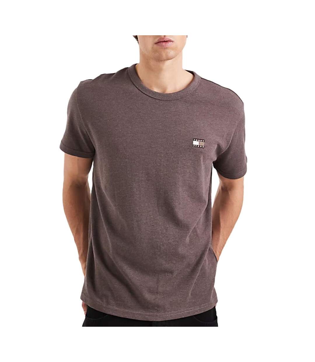 T-shirt marron homme tommy hilfiger tjm reg badge-1