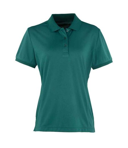 Womens/ladies coolchecker pique polo shirt bottle green Premier