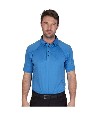 Mens Topstitched Golf Polo Shirt Sky Azure Island Green