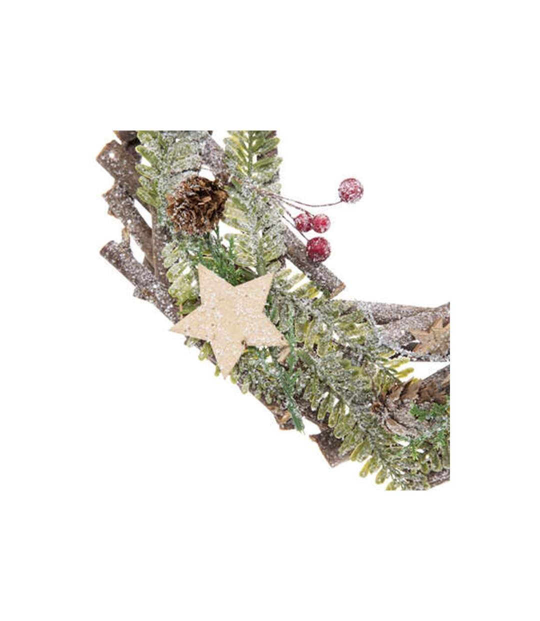 Couronne de Noël Branches 32cm Naturel & Vert-2