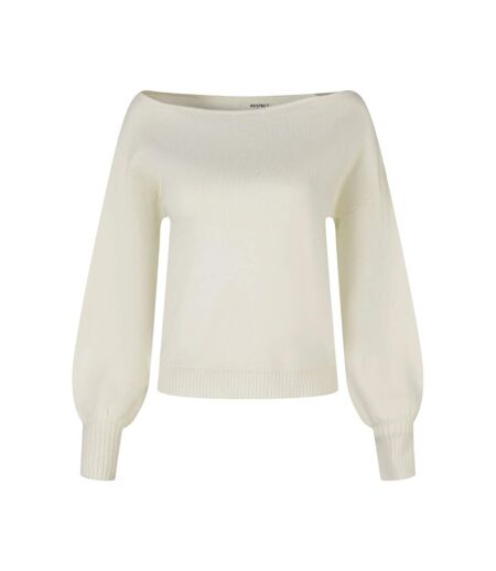 Pull Motif/style Côtelé Femme Blanc Minoti