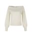 Pull Motif/style Côtelé Femme Blanc Minoti-2